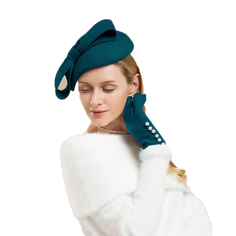 Шерстяная Вуалетка зимняя элегантная женская шляпа таблетка черные фетровые