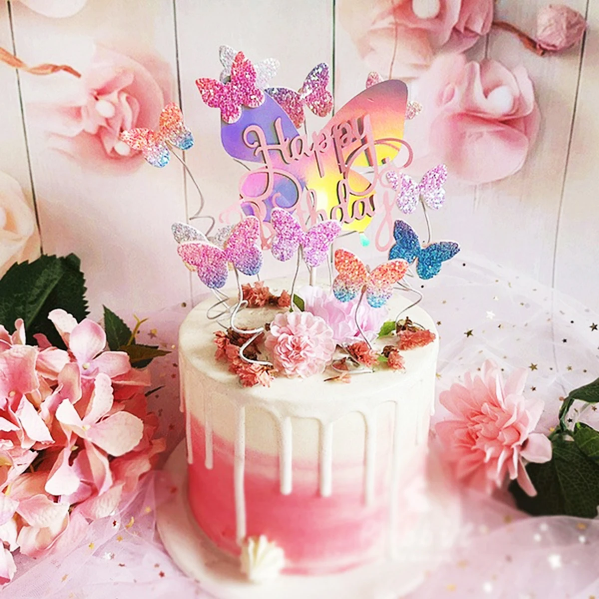 Decoration De Gateau Pour Filles Decorations Elegantes Pour Ballet Joyeux Anniversaire Fleurs Artificielles Papillon Fournitures Pour Fete De Mariage Aliexpress