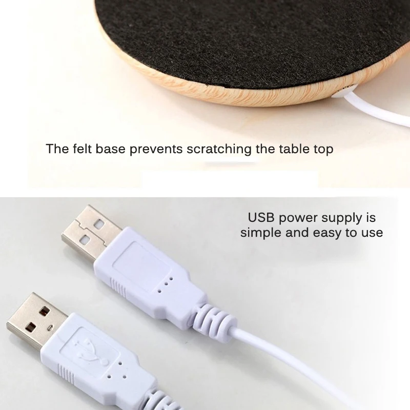USB Heater Mug Mat USB Wood Grain Cup Warmer Heat Beverage Mug Mat Keep Drink Warm Heater Mugs Coaster