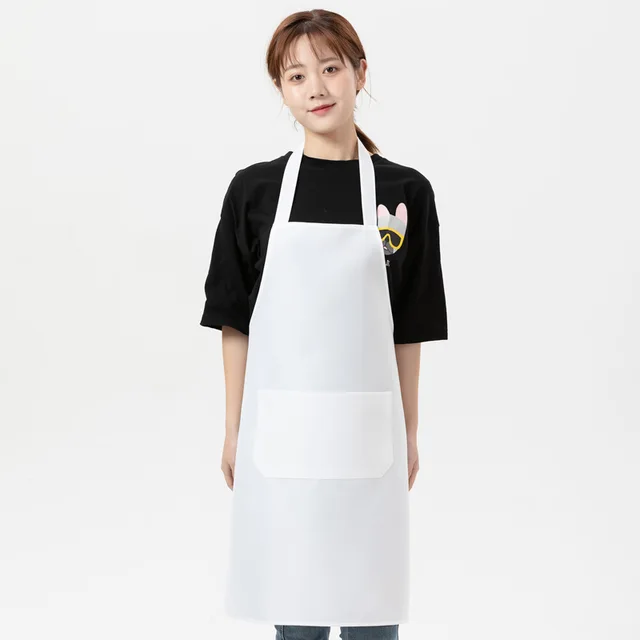 oem custom design logo black unisex waiter cooking restaurant with pocket printing men and aprons for woman Factory wholesale White