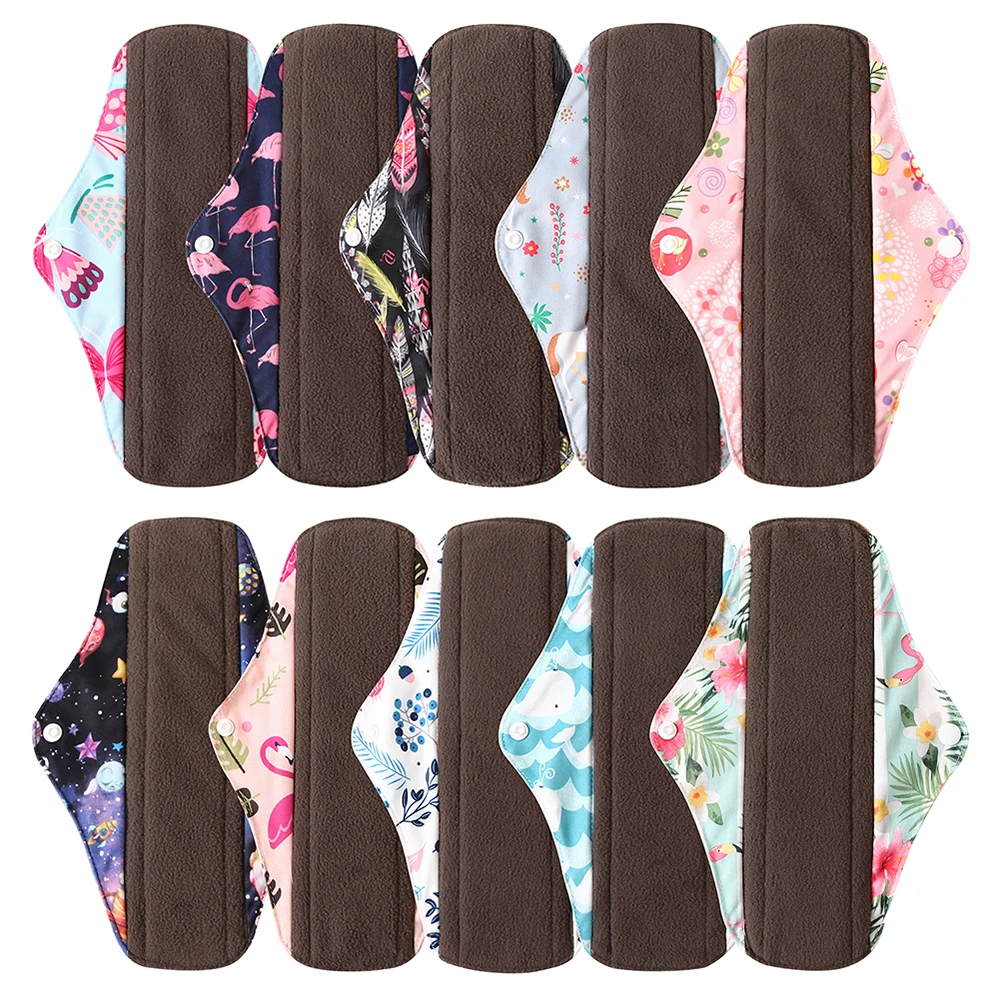 4 pcs Washable Sanitary Towel cloth menstrual pads reusable sanitary pad absorbent reusable charcoal cloth bamboo menstrual pads 2
