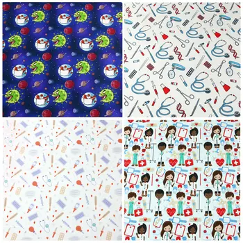 

145cm Width Cartoon Medical tools Printed Cotton Fabric for Baby Boy Girl Clothes Hometextile Cushion Cover DIY Sewing
