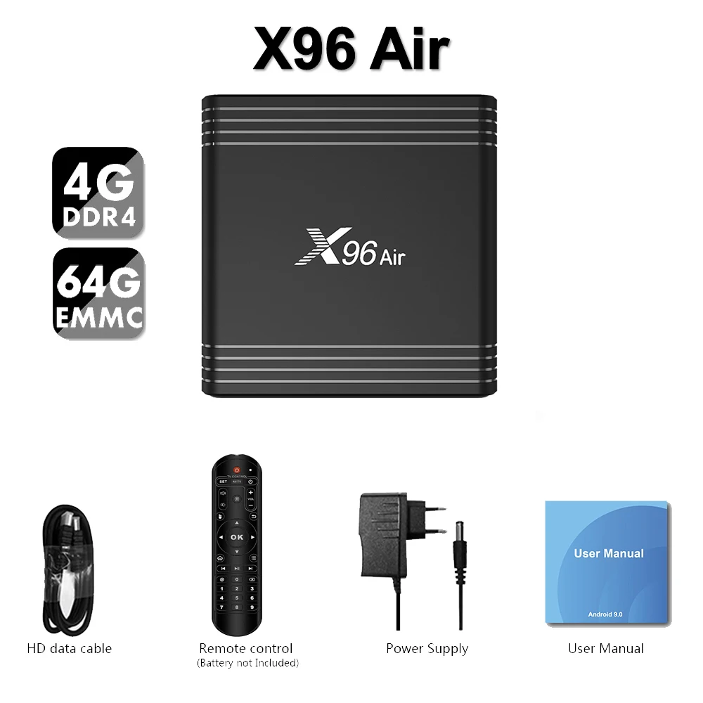 4GB 64GB QPLOVE X96 Air Smart ТВ Box Android 9,0 Amlogic S905X3 G30MP2 мульти-медиа-плеер с HDMI 2,1 с двумя портами USB и Wi-Fi и Bluetooth - Цвет: 4GB 64GB