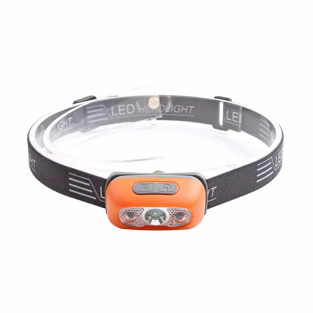 500 Lumen USB Rechargeable Headlamps Motion Sensor Bright LED Running Fishing Headlamp Waterproof Headlight with Infrared Sensor Orange