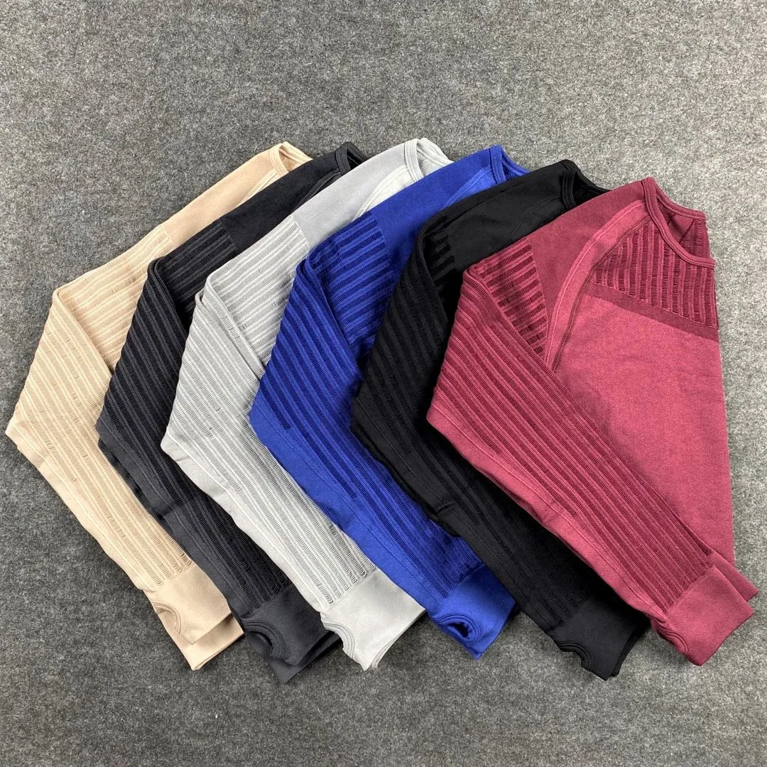 2021 Sexy hollowed-out sweatshirt Seamless cut blouse long-sleeved Fitness Yoga shirt Gymnasium exercise shirt exercise shirt white pants
