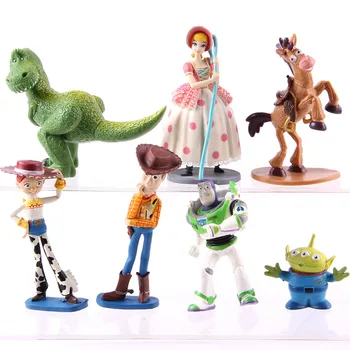 

Buzz Lightyear Woody Jessie Aliens Bulleye Rex Bo Peep Action Figure Cartoon PVC Collectible Model Toy 7pcs/set with colorful bo