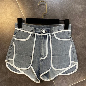 

HIGH STREET New Fashion 2020 Designer Shorts Women's Pockets Patchwork Denim Shorts