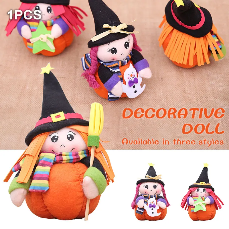 

SOLEDI Halloween Halloween Dolls Witch Dolls Brushed Cloth Lovely Chidren Gift Pumpkin Dolls Cute Soft Ornament Festival Decor