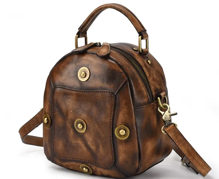 Классический Маленький рюкзак из натуральной кожи ручной работы для женщин
