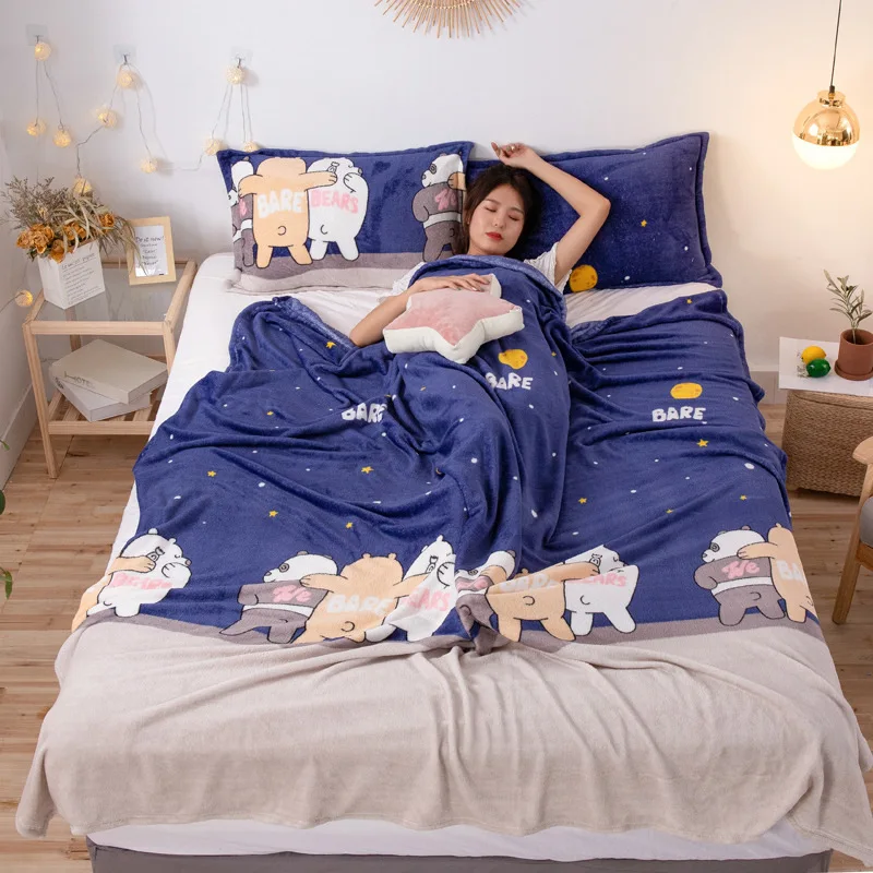 LREA плед bluecartoon джентльмен медведь печати коралловый флис покрывало на кровать взрослых путешествия одеяло зимние украшения для дома