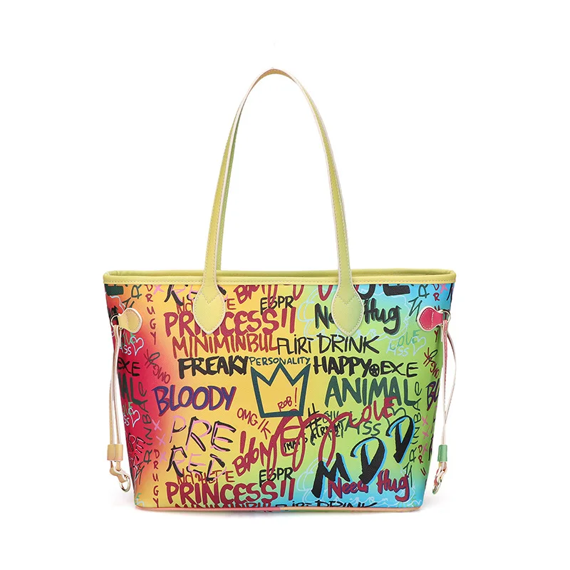 

Tote Bag Female 2019 New Bag Large Capacity Hand-painted Graffiti Fashion Handbag Womans Bags Brand Designers 2019 Luis Vuiton