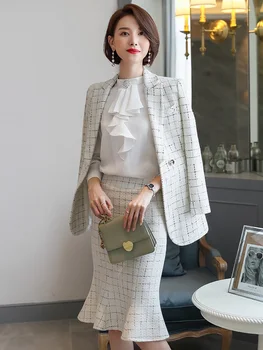 

women suits with skirts 2 Piece Set Women Formal Skirt Suit Office Lady Uniform Designs Fashion Business Jacket and Skirt