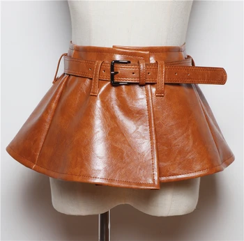 

European Women Lichee Pattern PU Leather Wide Waist Belts Lotus Floppy Shirt Waistband Super Wide Corset Buckle Dress Decoration