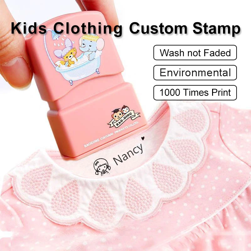 Sello de nombre del bebé hecho a medida, sello de nombre para niños, ropa de estudiante, no es fácil de decolorar, sello de seguridad impermeable