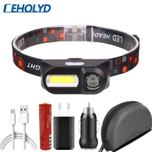 

Q5 Mini COB LED Headlight Headlamp Head Lamp Flashlight USB Rechargeable 18650 Torch Camping Hiking Night Fishing Light