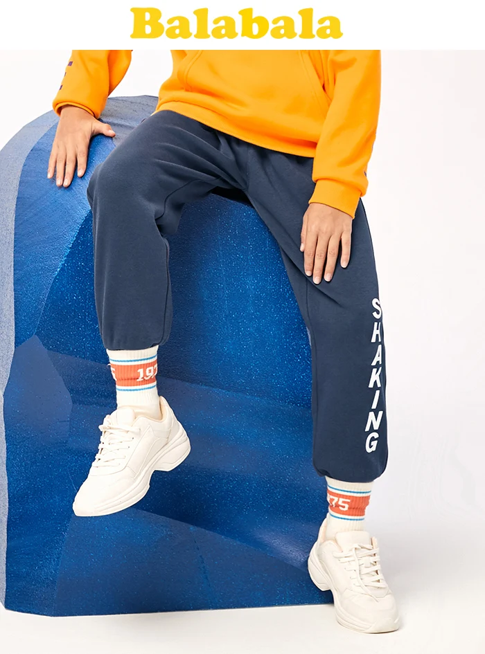 Balabala/штаны для мальчиков; Новинка года; сезон осень-зима; детские брюки; большие детские спортивные брюки; плотные теплые бархатные брюки