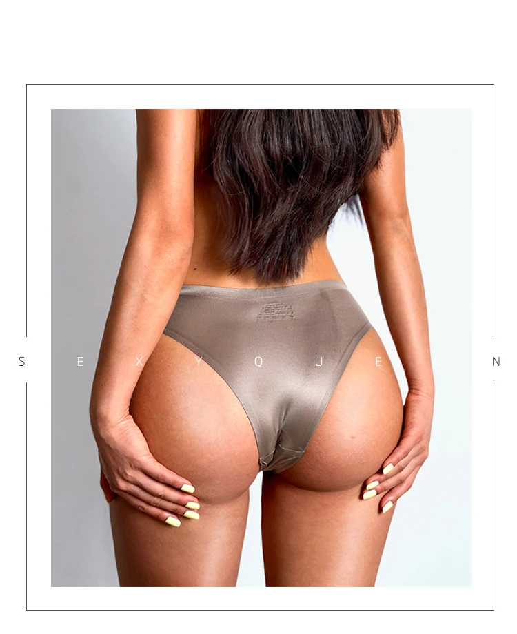 Eis Seide Tanga Sexy Frauen Höschen Nahtlose T Zurück G String Slips für Mädchen Unterwäsche Versuchung Damen Unterhosen Größe M-XXL – Detail 2