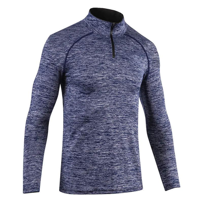 Спортивная куртка на молнии для бега, мужская толстовка с длинными рукавами, мужская спортивная фуфайка, куртка для фитнеса, тренировочная одежда - Цвет: Синий