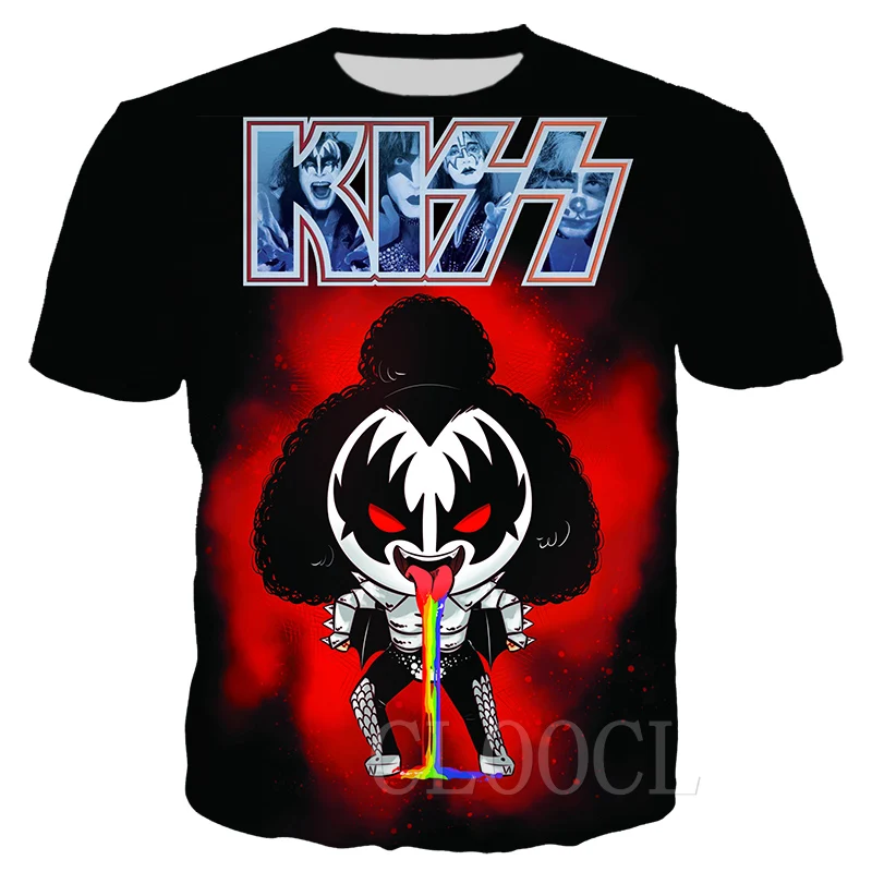 Новые футболки с 3D принтом рок-группы KISS, Повседневная модная футболка с коротким рукавом в стиле Харадзюку, крутая Мужская/женская футболка с надписью KISS Band, уличная одежда, футболки - Цвет: T Shirt 4