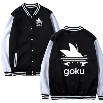 

Anime Dragon Ball Baseball Jacket Super Saiyan Dragonball Son Goku Fleece Slim Fit Jacket Fashion Casual Harajuku HipHop Sweats