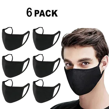 

6PCS Anti-Dust PM2.5 Filter Masks Dustproof Face Mask Reusable Washable Kpop Adult Mouth Face Mask Cover Respirator Black