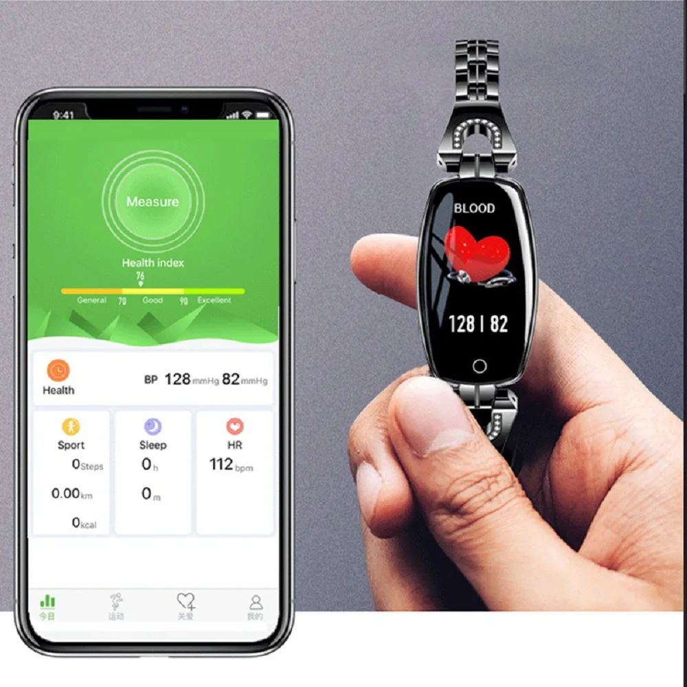 Женские умные часы новинка 2020 Модные металлические с пульсометром и тонометром