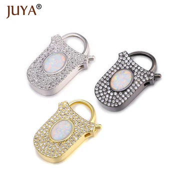 

Juya Jewelry Making Luxury Lock Connectors Copper Zirconia Clasps Hooks for DIY Bracelets Necklaces Pendant Accessories Supplies