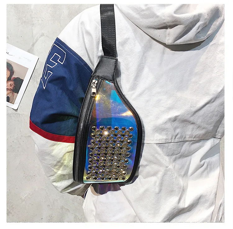 Sports Running Mobile Phone Bag Waterproof Bag Pu Transparent Reflective Diamond Set Shoulder Bag Laser Wallet WOMEN'S Bag Cross