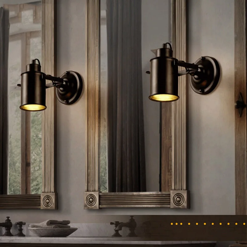 Ретро Черное настенное бра с поворотным кронштейном, регулируемый угол поворота, Ретро винтажный настенный светильник, бра, настенный светильник