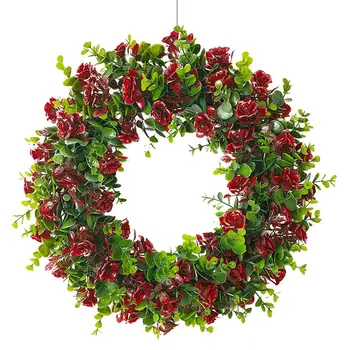 

Rose Artificial Flowers Wreaths Round Door Decor Simulation Garland For Home Party Wedding Decoration