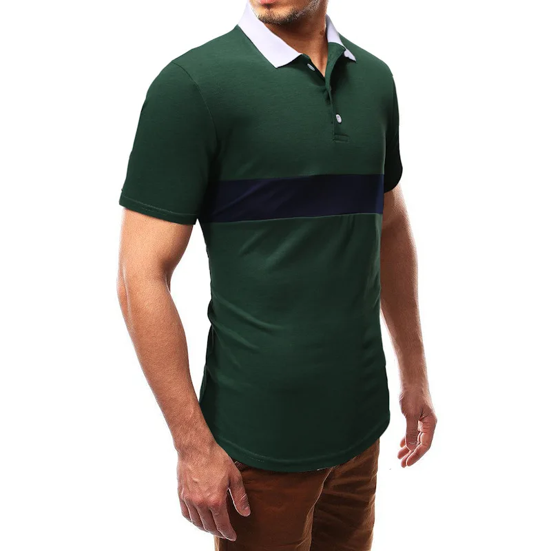 

2019 Summer New Style Polo Shirt Chest Contrast Color Joint Short Sleeve T-shirt Polo Shirt F296