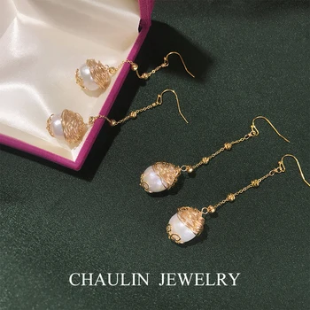 

CHAULIN 925 silver earrings free shiping Baroque pearl winding earrings drop earrings handmade earrings for women Party or date