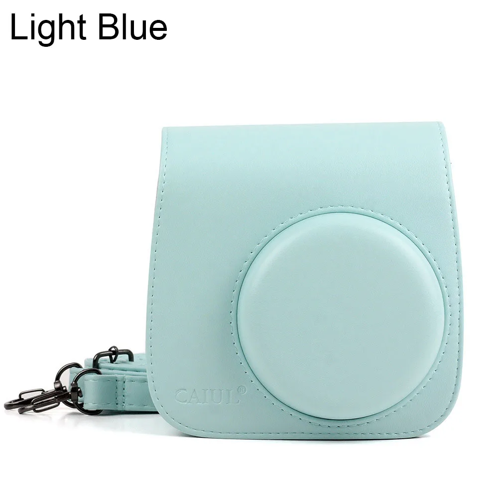 Light Blue Чехол для Камеры моментальной печати для Fujifilm Instax Mini 8/Mini 9/8+ PU чехол Защитная крышка для камеры с ремешком Розовый Синий Зеленый - Цвет: Light Blue