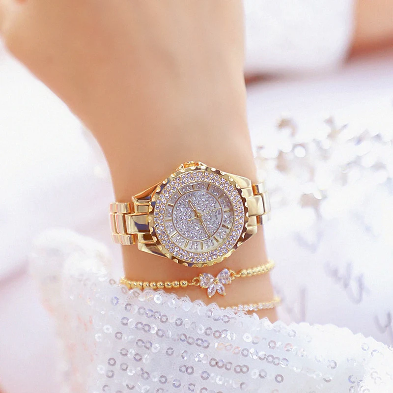 

Watch Women Designer Brand Luxury 2019 Stainless Steel Elegant Diamond Gold Ladies Wrist Watch For Women Bayan Kol Saati 2018