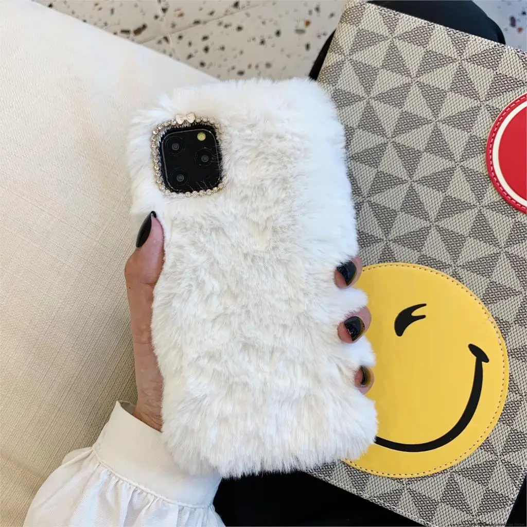 White Rabbit Fluffy Hair Case For iPhone 11 Pro Max 6 6s 7 8 Plus X 10 XR Warm Furry Back Cover For iPhone XS Max 5 5s SE Phone Cases - Цвет: White