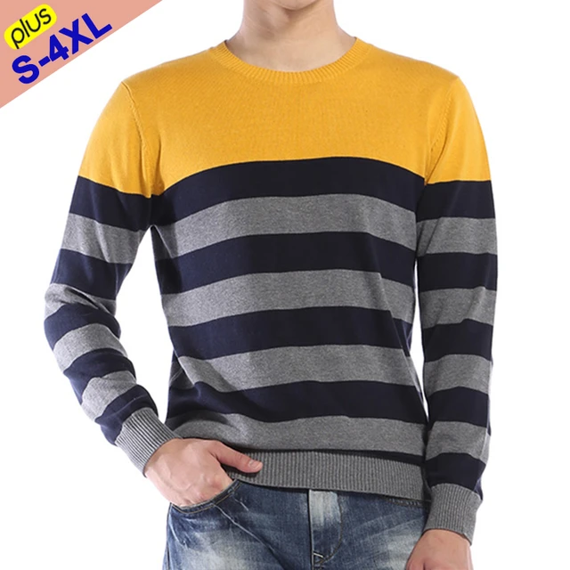 Pull rayé à manches longues et col rond pour homme, haut tricoté, à coupe  ajustée, Business intelligent, décontracté, à la mode, hiver automne -  AliExpress