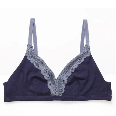 Navy Blue Бесшовный Бюстгальтер Без подкладки для женщин, комфортное нижнее белье, бюстгальтер без косточек, бюстгальтер без косточек, ультра тонкий укороченный топ, треугольный бюстгальтер без косточек, бюстгальтер, нижнее белье - Цвет: Navy Blue