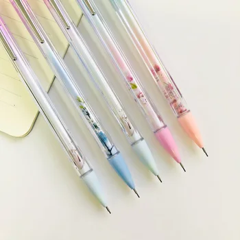 

2X Floral Gradient Handle Press Writing Mechanical Pencil School Office Supply Stationery