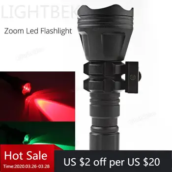 

Torches B158 Convex Lens Zoom Flashlight LED Torch Hunting Light Aluminum Self Defense Tactical Flashlight Red Green