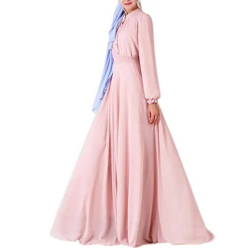 Pink dress Абая Турция Дубай мусульманский хиджаб платье Кафтан Абая для женщин Кафтан Marocain Robe Femme Пакистан исламские платья молитва одежда - Цвет: Pink dress