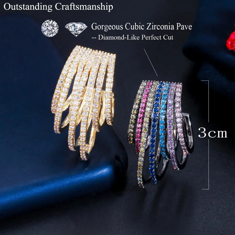 Peng Jin Orecchini A Cerchio Con Zirconi Cubici Colorati - Rame Ipoallergenico - Regalo Per Ragazze