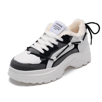 

Fashion Platform Sneakers Winter Casual Shoes Man Height Increase Chunky thick bottom Shoes Stretch Walking Vulcanize Shoes Men