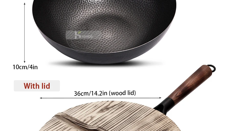 Konco ferro fundido wok panela de ferro