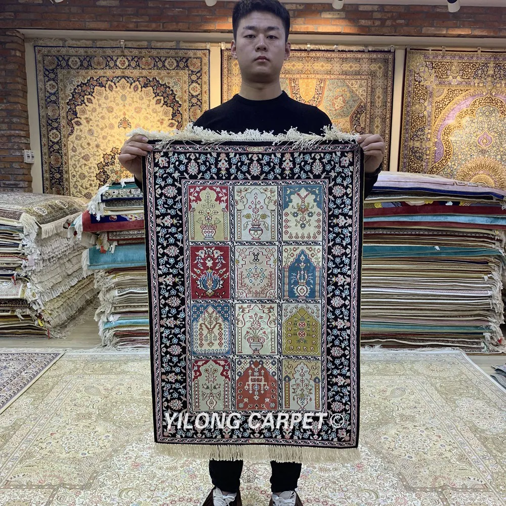 Yilong 2'x3' турецкий Шелковый ковер садовый дизайн ручной работы изысканный четыре сезона ковры (HF115B)