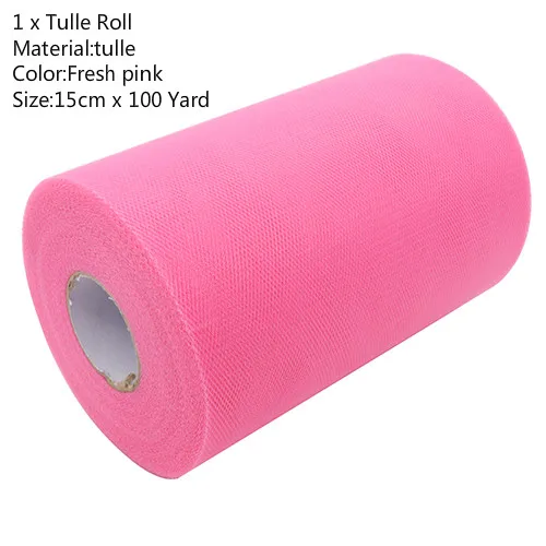 Фатиновая юбка-пачка в рулоне, 15 см, 100 ярдов, сделай сам подарочная упаковка для дня рождения, вечеринки, Рождества, свадьбы, для детей - Color: 100Yard Fresh pink