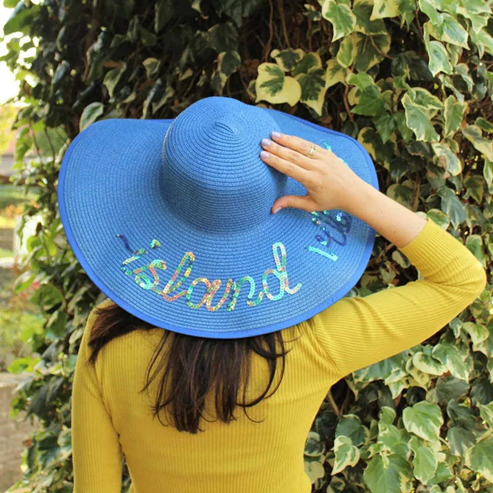 Custom Name Sequined Beach Hat 