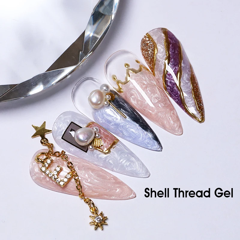 Ibdgel 쉘 스레드 젤 매니큐어 반영구 바니시 네일 진주 젤 폴리쉬 쉘 스레드 쉬머 DIY 뷰티 매니큐어