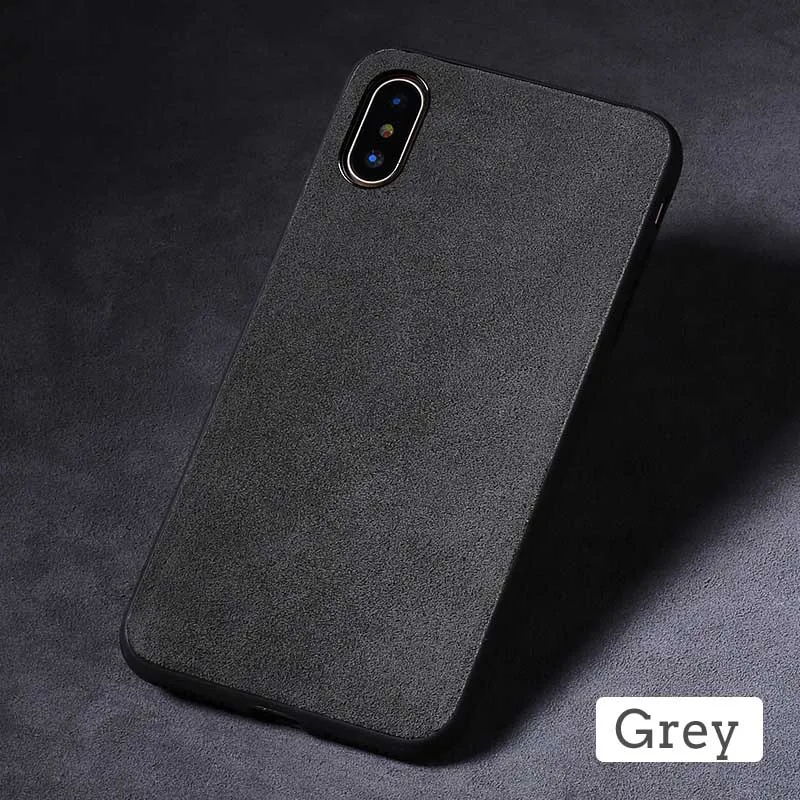 Серый Чехол для телефона s для IPhone X Xs чехол для MAX XR замша кожа Мягкий ТПУ силиконовый край задняя крышка для IPhone 6 6S 7 8 Plus 7P 8 P чехол - Цвет: Серый
