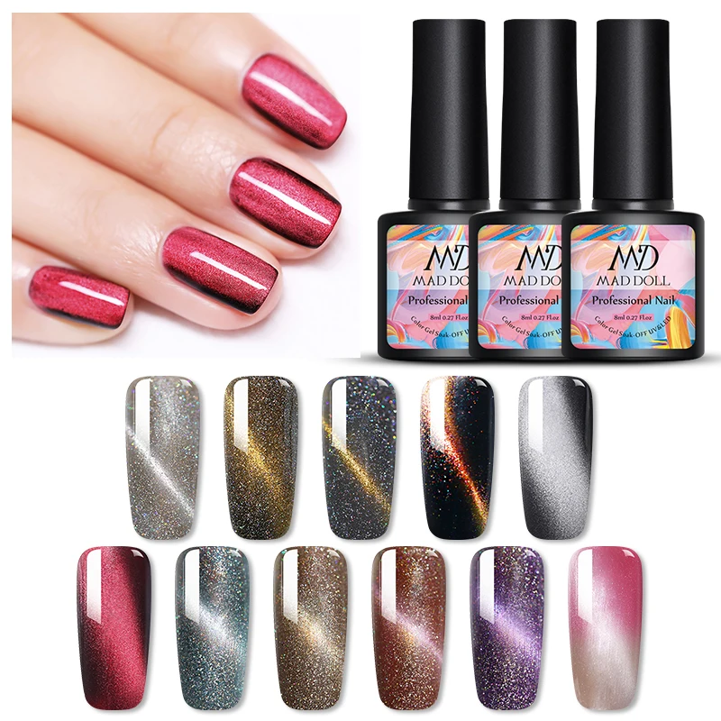 

MAD DOLL 8ml Magnetic Series Gel Nail Polish Mixed Colors Soak Off Nail Art Gel Long Lasting UV Gel Varnish for Nail Design