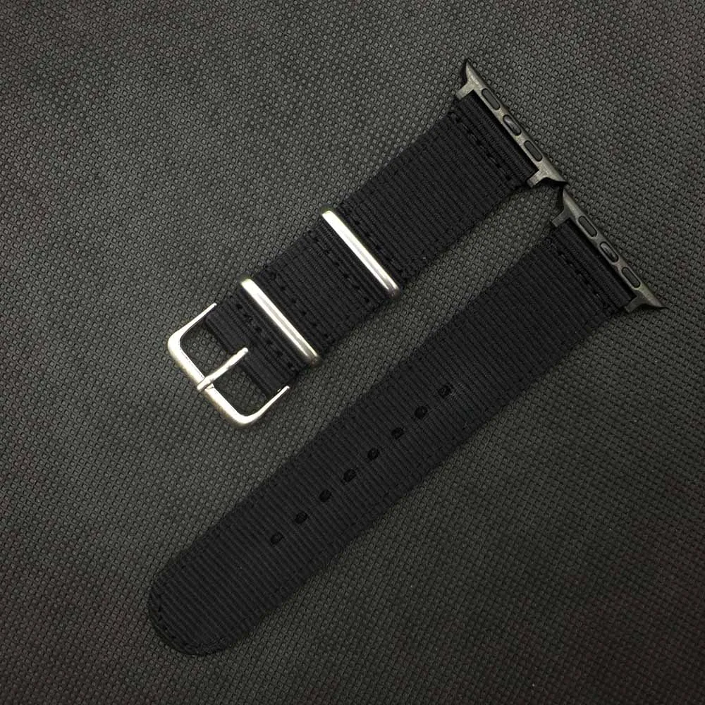 Black B Ремешок для часов Apple Watch 38 мм 40 мм нейлоновый ремешок для часов Nato для iWatch 5 4 3 2 1 ремешок для часов 42 мм 44 мм браслет на запястье - Цвет ремешка: Black B